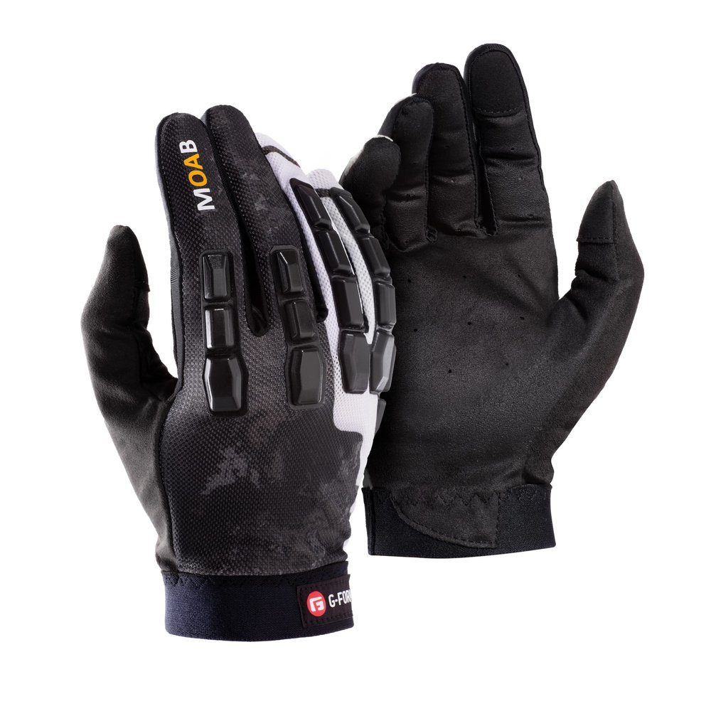 G-Form Moab Mountain Bike Gloves - Comfortable & Flexible - MTB Protective Gear for Cycling & Biking - Riding Gloves with Moisture-Wicking Fabric - Black/White, Adult XS