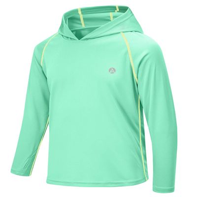 AODULO Girl Boys Fishing Sun Shirts Long Sleeve Size 10 Rash Guard Quick Dry Hoodie Thumbhole Active UPF UV Workout Playing Mint Green