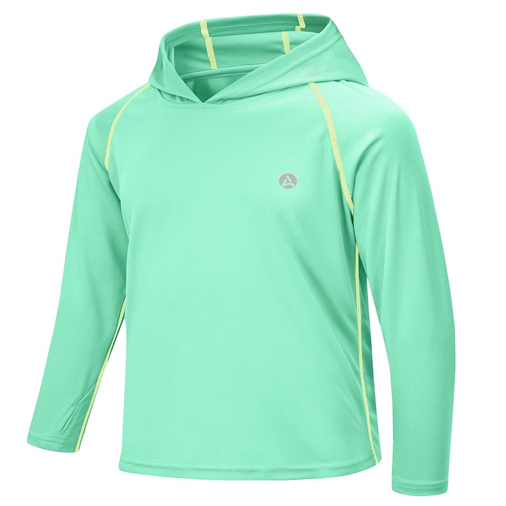AODULO Girl Boys Fishing Sun Shirts Long Sleeve Size 10 Rash Guard Quick Dry Hoodie Thumbhole Active UPF UV Workout Playing Mint Green