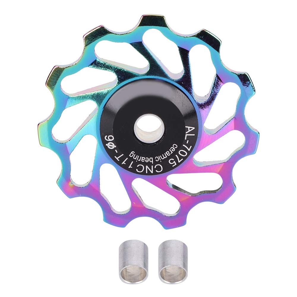Cocoarm Derailleur Pulley Kit Pair, Ceramic Wheel Bearing Pulley Mountain Tension Rear Derailleur Pulley Bearings Cycling Accessory for Road Mountain
