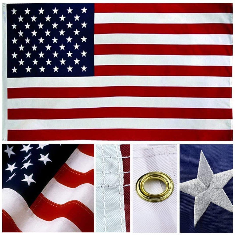 12x18 inch USA 300D Embroidered Boat Flag Grommets (Heavy Duty Military Grade)