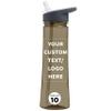 DISCOUNT PROMOS Custom Plastic Bottles with Drink Spout 22 oz. Set of 10, Personalized Bulk Pack - Great for Gym, Hiking, Cycling, Camping, Backpacking, School - Charcoal view 1