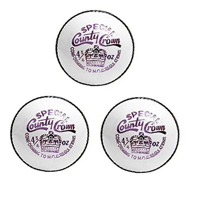 CW Spcl. County Crown Test Match Women Cricket Ball 4PCE Hardball White Pack of 3