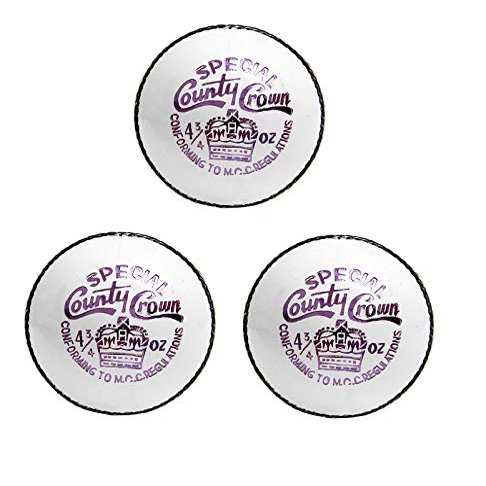 CW Spcl. County Crown Test Match Women Cricket Ball 4PCE Hardball White Pack of 3