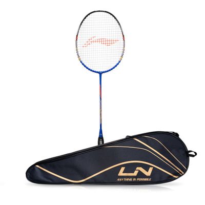 Li-Ning Turbo 99 Carbon Fibre Strung Badminton Racket with Full Racket Cover (Blue/Black) | For Intermediate Players | 84 grams | Maximum String Tension - 30lbs
