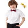 Aimehonpe Boy's Short Sleeve Cotton Dress Shirt and Bow Tie Formal Uniform Solid Button-Down Shirts, White, XX-Large