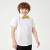 Aimehonpe Boy's Short Sleeve Cotton Dress Shirt and Bow Tie Formal Uniform Solid Button-Down Shirts, White, XX-Large view 2
