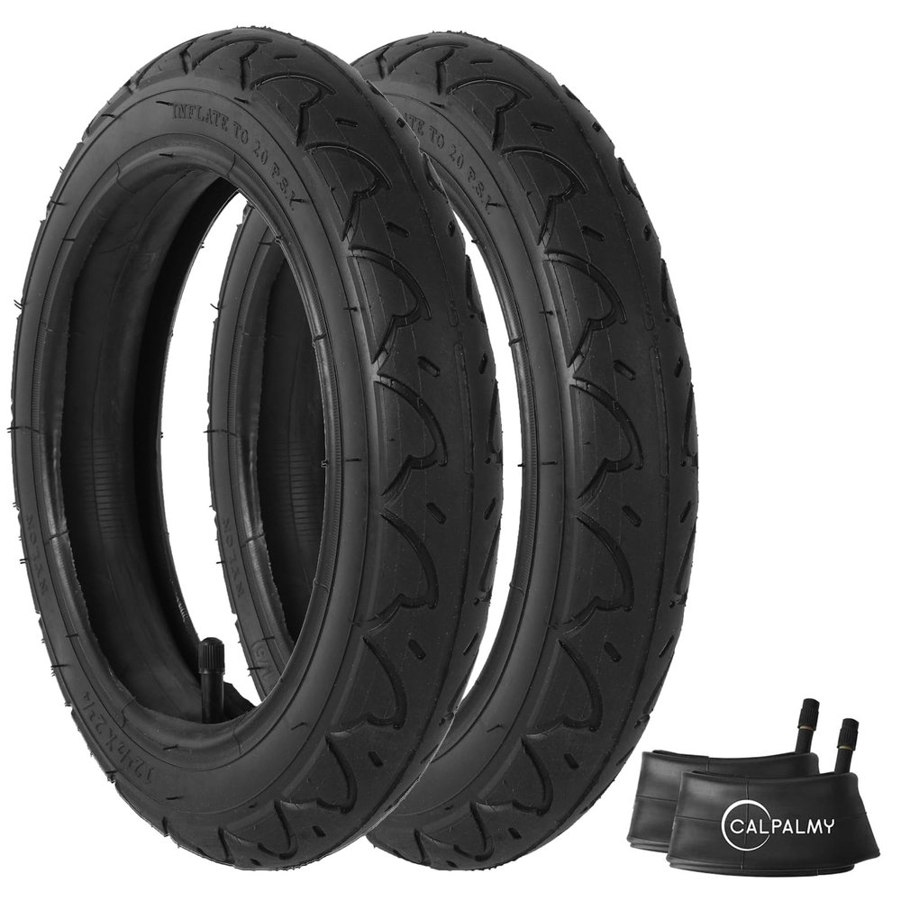 (2 Sets) 12.5 x 2.25 Kids Bike Replacement Tires and Tubes - Compatible with Most 12 Kids Bikes Like RoyalBaby, Schwinn, and Dynacraft - Made from BPA/Latex Free Butyl Rubber