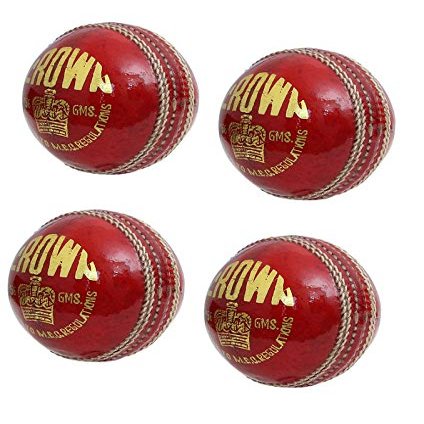 CW Crown Cricket Ball, Red 4 PCE Mens and Youths Ball Top Grade Leather Pack of 4