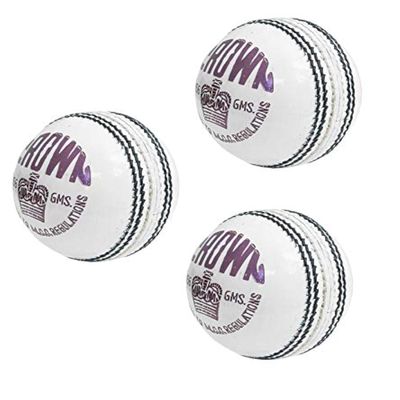 CW Crown White Cricket Ball Pure Leather Cricket Ball 4PC Hand Made Ball Pack of 3