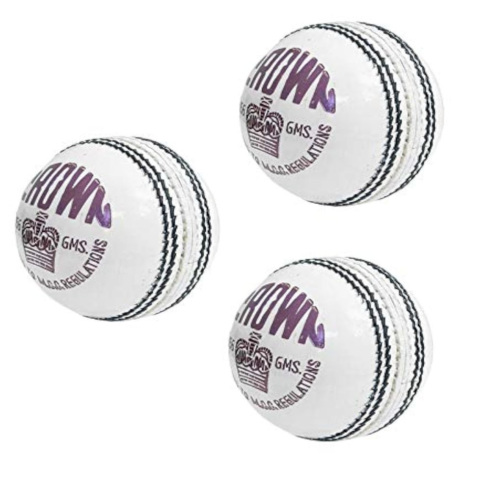CW Crown White Cricket Ball Pure Leather Cricket Ball 4PC Hand Made Ball Pack of 3