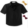 Aimehonpe Boys Short Sleeve Dress Shirts Solid Poplin Soft Stretch Fabrics with Two Bow Tie Set, Black, Large view 1