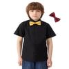 Aimehonpe Boys Short Sleeve Dress Shirts Solid Poplin Soft Stretch Fabrics with Two Bow Tie Set, Black, Large view 4