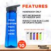 DISCOUNT PROMOS Custom Plastic Bottles with Drink Spout 22 oz. Set of 10, Personalized Bulk Pack - Great for Gym, Hiking, Cycling, Camping, Backpacking, School - Blue view 2