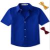 Aimehonpe Boy's Short Sleeve Cotton Dress Shirt and Bow Tie Formal Uniform Solid Button-Down Shirts, RoyalBlue, Small view 1