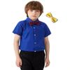 Aimehonpe Boy's Short Sleeve Cotton Dress Shirt and Bow Tie Formal Uniform Solid Button-Down Shirts, RoyalBlue, Small view 4