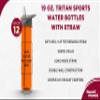 DISCOUNT PROMOS Custom Tritan Sports Bottles with Straw 19 oz. Set of 12, Personalized Bulk Pack - Great for Gym, Hiking, Cycling, Camping, Backpacking, School - Orange view 3