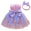 CMMCHAAH Infant Girls Big Bowknot Dresses Baby Little Girls Tulle Lace Wedding Party Ball Gown Dress (Purple+Pink,60) view 1