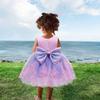 CMMCHAAH Infant Girls Big Bowknot Dresses Baby Little Girls Tulle Lace Wedding Party Ball Gown Dress (Purple+Pink,60) view 2