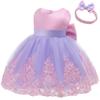 CMMCHAAH Infant Girls Big Bowknot Dresses Baby Little Girls Tulle Lace Wedding Party Ball Gown Dress (Purple+Pink,60) view 3