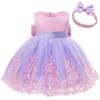 CMMCHAAH Infant Girls Big Bowknot Dresses Baby Little Girls Tulle Lace Wedding Party Ball Gown Dress (Purple+Pink,60) view 4
