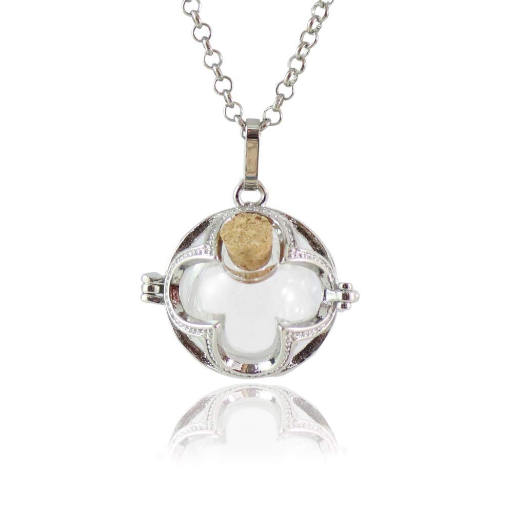 1PC Leaver Leaf Locket Memorial Locket Lucky Locket Pendant Memorial Ash Keepsake Cremation Jewelry (Silver Leaver)