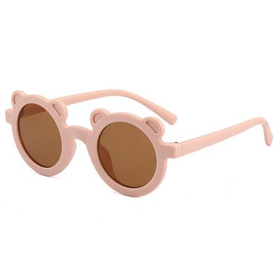 BULINGNA 2-8T Kids Toddler Baby Girl Boy Round Sunglasses UV Protection Glasses for Photography Outdoor Beach (Bear Pink, One size 2-8T)
