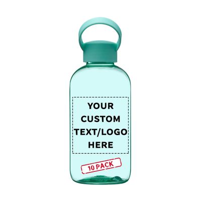 DISCOUNT PROMOS 10 Beau Water Bottles with Handle Set, 20 oz. - Customizable Text, Logo - Flexi-Grip, Plastic, Drinkware - Mint