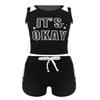 vastwit Toddlers 2 Piece Letter Print Sports Outfits Graphic Tank Tops and Solid Color Shorts with Drawstring Black 4-5 view 1