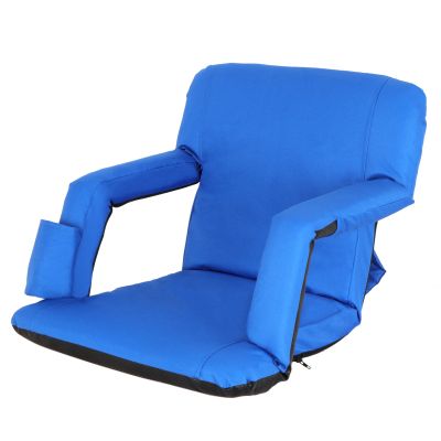 Epetlover Portable Foldable 5 Positions Adjustable Water Resistant Stadium Bleacher Seat with Cushion, Arms and Back Support (Blue)