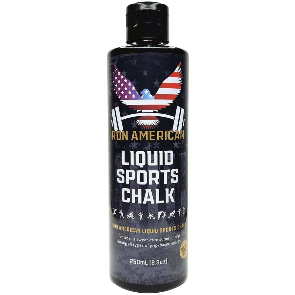 IRON AMERICAN Liquid Chalk - No-Mess Long-Lasting Grip Chalk for Weightlifting, Gymnastics, Rock Climbing, and Fitness Training - 250ml Bottle - Advanced Hand Chalk for Gym