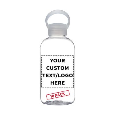 DISCOUNT PROMOS 10 Beau Water Bottles with Handle Set, 20 oz. - Customizable Text, Logo - Flexi-Grip, Plastic, Drinkware - Clear