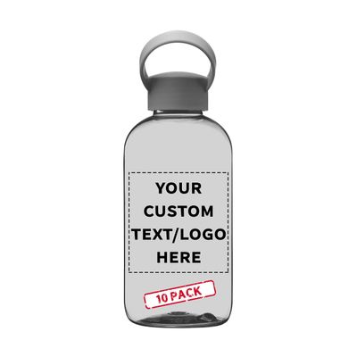 DISCOUNT PROMOS 10 Beau Water Bottles with Handle Set, 20 oz. - Customizable Text, Logo - Flexi-Grip, Plastic, Drinkware - Smoke