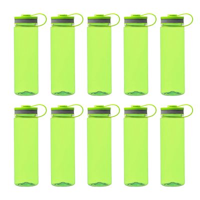 DISCOUNT PROMOS Wide Mouth Water Bottles 26 oz. Set of 10, Bulk Pack - BPA Free, Great for Gym, Camping, Backpacking, School - Lime Green