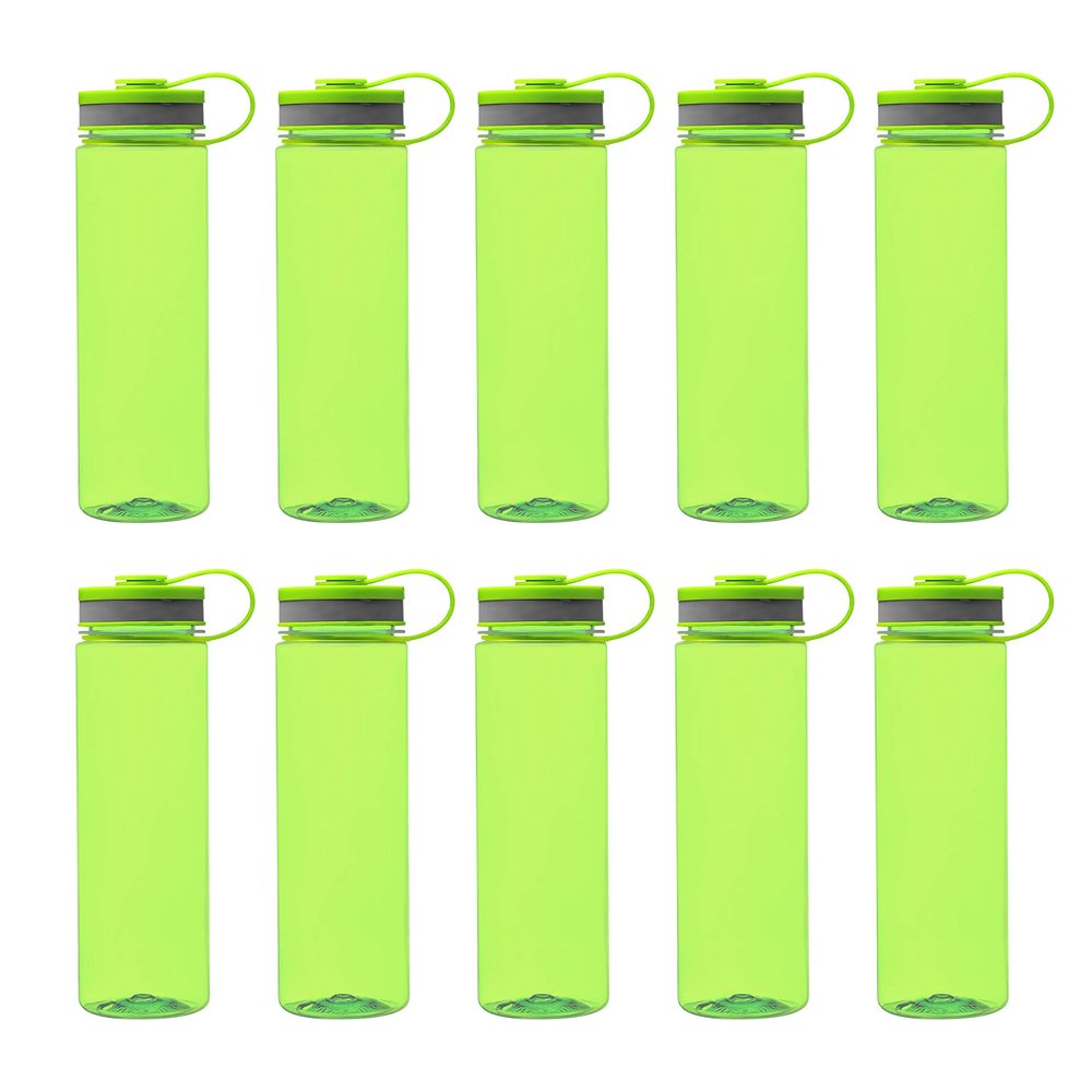 DISCOUNT PROMOS Wide Mouth Water Bottles 26 oz. Set of 10, Bulk Pack - BPA Free, Great for Gym, Camping, Backpacking, School - Lime Green