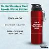 DISCOUNT PROMOS Custom Sicilia Stainless Steel Sports Bottles 27 oz. Set of 6/12/24 Personalized Bulk Pack Non Insulated Great for Gym Hiking Cycling - Red view 3