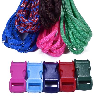 550 Paracord Bracelet Crafting Kit with Buckles - Random Colors and Patterns -Five 10 Foot Bundles with Buckles