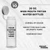 DISCOUNT PROMOS Custom Wide Mouth Water Bottles 26 oz. Set of 10, Personalized Bulk Pack - BPA Free, Great for Gym, Camping, Backpacking, School - Clear view 3