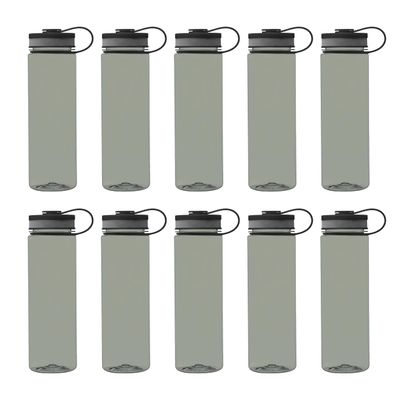 DISCOUNT PROMOS Wide Mouth Water Bottles 26 oz. Set of 10, Bulk Pack - BPA Free, Great for Gym, Camping, Backpacking, School - Smoke