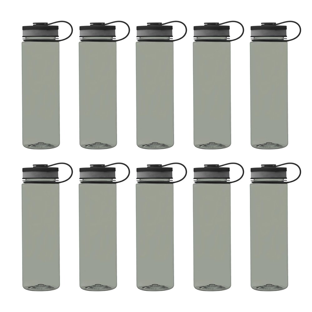 DISCOUNT PROMOS Wide Mouth Water Bottles 26 oz. Set of 10, Bulk Pack - BPA Free, Great for Gym, Camping, Backpacking, School - Smoke