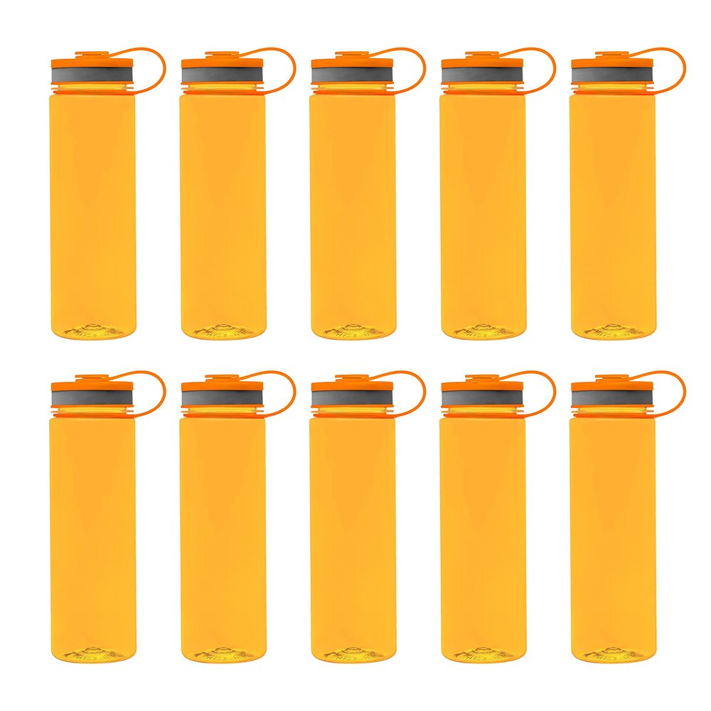 DISCOUNT PROMOS Wide Mouth Water Bottles 26 oz. Set of 10, Bulk Pack - BPA Free, Great for Gym, Camping, Backpacking, School - Orange
