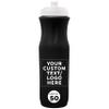 DISCOUNT PROMOS 50 Plastic Water Bottles Set, 26 oz. - Customizable Text, Logo - Black Push Top Lid - Black view 1