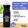 DISCOUNT PROMOS 50 Plastic Water Bottles Set, 26 oz. - Customizable Text, Logo - Black Push Top Lid - Black view 4