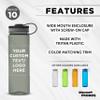 DISCOUNT PROMOS Custom Wide Mouth Water Bottles 26 oz. Set of 10, Personalized Bulk Pack - BPA Free, Great for Gym, Camping, Backpacking, School - Smoke view 2