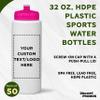 DISCOUNT PROMOS Custom HDPE Plastic Leak-Free Bottles 32 oz. Set of 50, Personalized Bulk Pack - BPA Free, Great for Gym, Camping, Backpacking, School - Neon Pink view 3