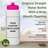 DISCOUNT PROMOS Custom HDPE Plastic Leak-Free Bottles 32 oz. Set of 50, Personalized Bulk Pack - BPA Free, Great for Gym, Camping, Backpacking, School - Neon Pink view 4