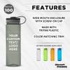 DISCOUNT PROMOS Custom Wide Mouth Water Bottles 26 oz. Set of 100, Personalized Bulk Pack - BPA Free, Great for Gym, Camping, Backpacking, School - Smoke view 2