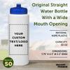 DISCOUNT PROMOS Custom HDPE Plastic Leak-Free Bottles 32 oz. Set of 50, Personalized Bulk Pack - BPA Free, Great for Gym, Camping, Backpacking, School - Trans Blue view 4