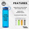 DISCOUNT PROMOS Custom Wide Mouth Water Bottles 26 oz. Set of 50, Personalized Bulk Pack - BPA Free, Great for Gym, Camping, Backpacking, School - Blue view 2