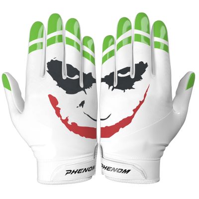 Phenom Elite The Joker Football Gloves VPS3 | White DC Edition | Lightweight, Super Sticky Receiver Gloves for Adults & Kids (Medium)